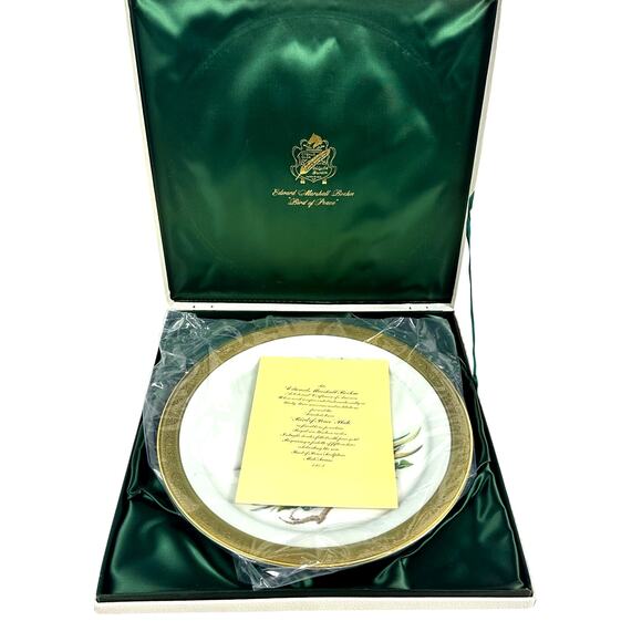 Edward Marshall Boehm "Bird of Peace" 1972 Gold RIm 13" Plate Presentation Box - Picture 3 of 13